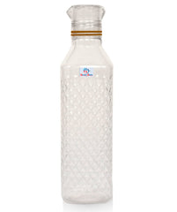 Heart Home Plastic Squere Shape Crystal Design Water Bottle for Home & Traveling, 1Ltr. Set of 3 (Transparent) 54HH4303.