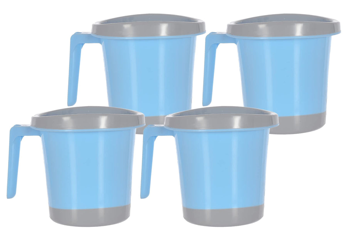 Heart Home Multiuses Leightweight, Unbreakable Strong Plastic Bathroom Mug 1 Litre Pack of 4 (Blue)-46HH0254