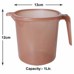 Heart Home Tranasparent Small Plastic Bathroom Mug, 1 Litre- Pack of 2 (Brown)-50HH0825