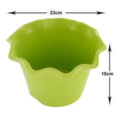 Heart Home Blossom Flower Pot|Durable Plastic Flower Pot|Gamla with Drain Holes for Home Décor|Balcony|Garden|8 Inch|Pack of 5 (Green)