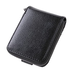 Kuber Industries Wallet for Women/Men | Card Holder for Men & Women | Leather Wallet for ID, Visiting Card, Business Card, ATM Card Holder | Slim Wallet | Zipper Closure, Black