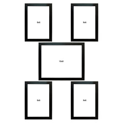 Kuber Industries Collage Photo Frame For Living Room, Wall Set of 5 (Black) Size: 6x8-4 Pc., 8x10-1 Pc.