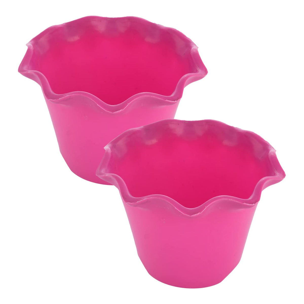 Kuber Industries Blossom Flower Pot|Durable Plastic Flower Pots|Planters for Home Décor|Garden|Living Room|Balcony|Pack of 2 (Pink)
