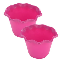 Kuber Industries Blossom Flower Pot|Durable Plastic Flower Pots|Planters for Home Décor|Garden|Living Room|Balcony|Pack of 2 (Pink)