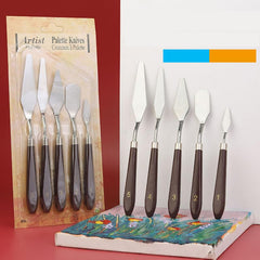 Kuber Industries Set of 5 Painting Knives|Metal Palette Knife Set|Plastic Handle With Various Size & Shape|Ideal For Oil Painting, Acrylic Painting, Color Mixing (Brown)