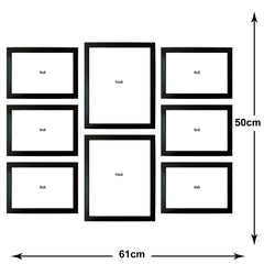 Kuber Industries Collage Photo Frame For Living Room, Wall Set of 8 (Black) Size: 6x8-6 Pc, 10x8-2 Pc.