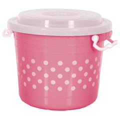Kuber Industries Dot Printed Multiuses Plastic Kitchen & Pantry Storage Container with Lock Handle & Lid, 6 Liter- Pack of 3 (Pink)-47KM01101