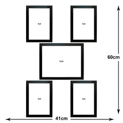Kuber Industries Collage Photo Frame For Living Room, Wall Set of 5 (Black) Size: 6x8-4 Pc., 8x10-1 Pc.
