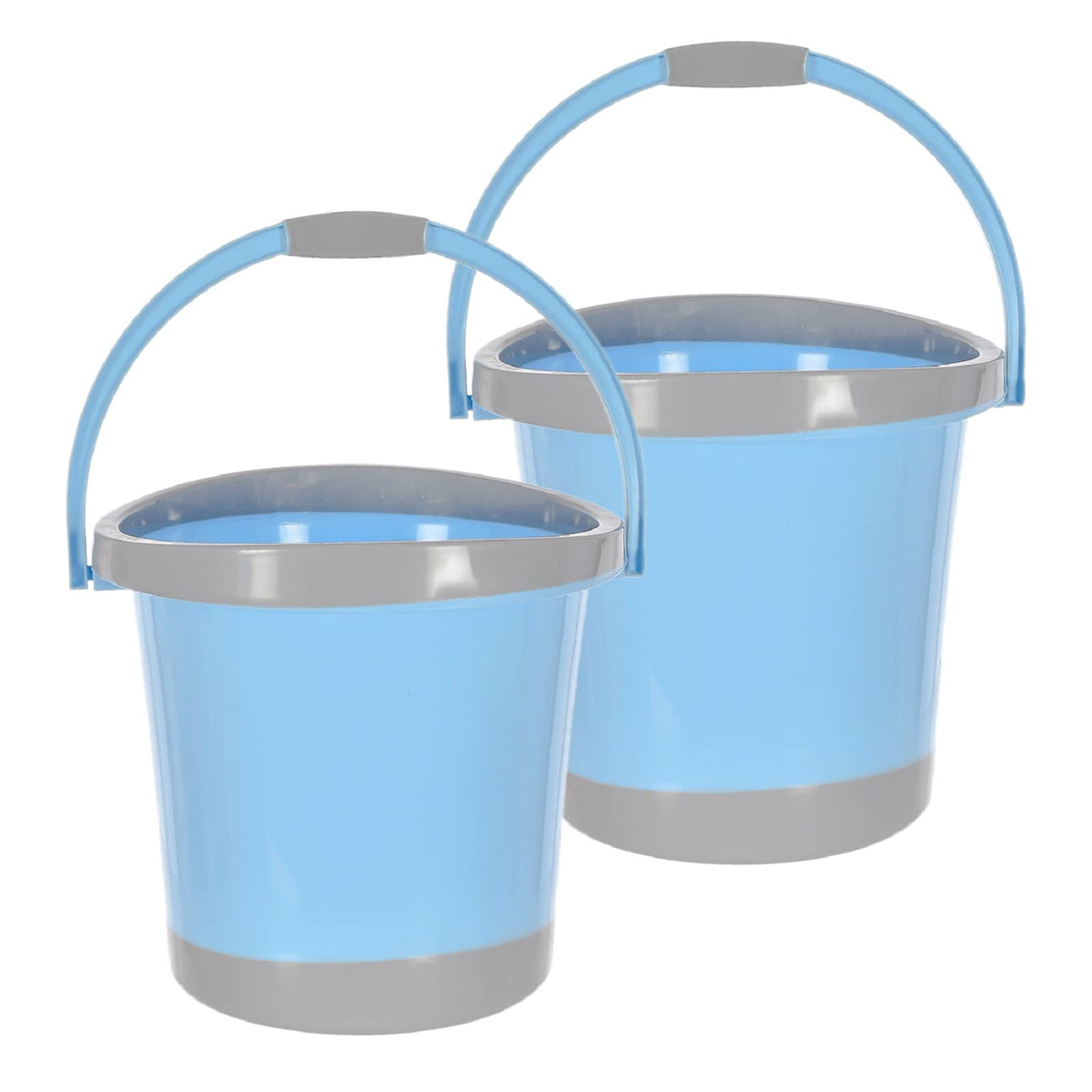 Kuber Industries Plastic Unbreakable Strong Bathroom Ultra Bucket with Handle,18 LTR,Pack of 2 (Sky Blue)