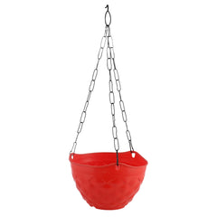 Kuber Industries Diamond Flower Pot|Durable Plastic Hanging Basket Flower Planter with Chain for Home|Garden|Balcony|Pack of 3 (Red)