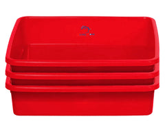 Heart Home Plastic Storage Large Tray Organizer, Stackable Tray for Projects, Painting, Beads, Organizing Supply Pack of 3 (Red)