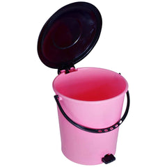 Heart Home Plastic Pedal Dustbin/Wastebin With Handle, 10 Liter (Pink & Black)-47HH0985