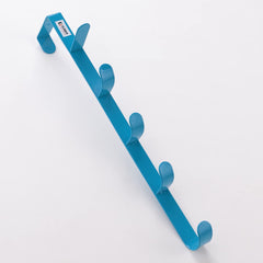 Kuber Industries 5-Level Cloth Hanger | Multipurpose Cloth & Towel Holder| Iron Spray Material | Easy Installation | Interchangeable Over The Door Towel Holder | Pack of 2 | Blue