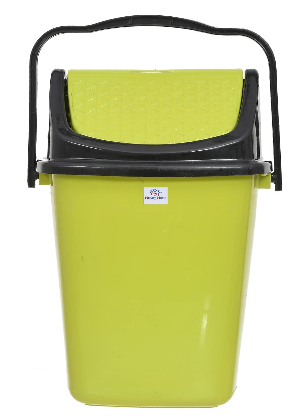 Heart Home Plastic Dustbin, Trashbin, Wastebin For Kitchen, Bathroom, Office Use With Swing Lid With Handle, 7 Liter (Green)-47HH0822