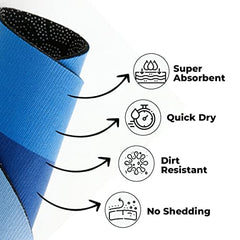 Kuber Industries Center Table Cover and Door Mat Set | Cotten Table Cloth for 4 Seater 150 x 100 x 1 cm (Gold)| Super Absorbent, Quick Dry, Anti Slip Bathroom Mat 40 x 60 cm (Blue)