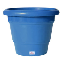 Heart Home Solid 2 Layered Plastic Flower Pot|Gamla for Home Decor,Nursery,Balcony,Garden,6"x5",Pack of 8 (Blue)