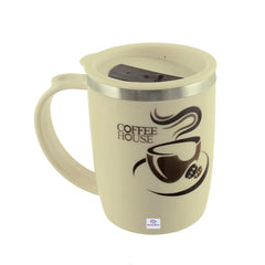 Heart Home Insulated BPA Free Plastic Coffee Mug with Lid (Cream)
