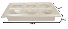 Heart Home Plastic 6 Slots Glass Holder Tray-Pack of 2 (Blue & White), Standard