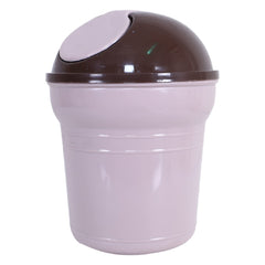 Kuber Industries Table Dustbin|Durable Plastic Small Desktop Garbage Bin with Swing-Lid|Countertop Trash Can For Study Table, Office, 3 Ltr, Pack of 2 (Peach)