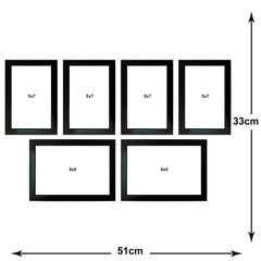 Kuber Industries Collage Photo Frame For Living Room, Wall Set of 6 (Black) Size: 5x7-4 Pc., 6x8-2 Pc.