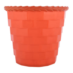 Kuber Industries Brick Flower Pot|Durable Plastic Flower Pots|Planters for Home Décor|Garden|Living Room|Balcony|8 Inch|Pack of 5 (Orange)