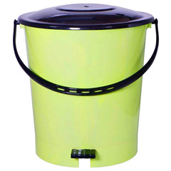 Kuber Industries Plastic Pedal Dustbin/Wastebin With Handle, 10 Liter- Pack of 2 (Green & Black)-47KM0983