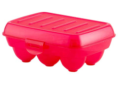 Heart Home Plastic 6 Slot Egg Container,Tray, Holder for Refrigerator & Kitchen- Pack of 3 (Pink)-46HH0388