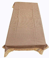 Kuber Industries Checkered PVC 4 Seater Centre Table Cover - Brown (VARTKST028)