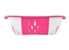 Heart Home Large Plastic Fruit, vegetable Storage Basket- Pack of 2 (Pink)-HS42KUBMART25359