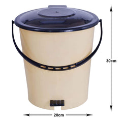 Heart Home Plastic Pedal Dustbin/Wastebin With Handle, 10 Liter- Pack of 2 (Cream & Brown)-47HH0995
