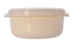 Kuber Industries Food Grade, Microwave & Freezer Safe Plastic Bowls, Food Storage Container Set with Lid, Set of 3 (3200ml, 1800ml, 1000ml) (Cream)-46KKM0142, Standard