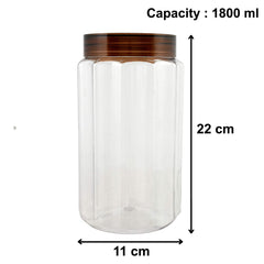 Kuber Industries Multipurpose Transparent Plastic Container with Airtight Lid,1800ml, Set of 6 (Brown)-HS42KUBMART25075
