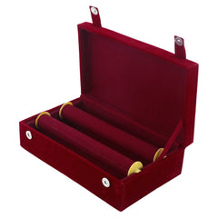 Kuber Industries Wooden 2 Rod Bridal Bangle Box |Vanity Organizer With Removable Rod And Mirror With 2 Magnetic Buckle (Maroon)