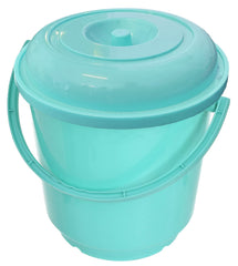 Kuber Industries Multipurposes Plastic Bucket For Bathing With Lid|Home Cleaning & Storage Purpose|31 x 31 x 31 CM|Capicity 16Ltr. (Green)-47KM01177