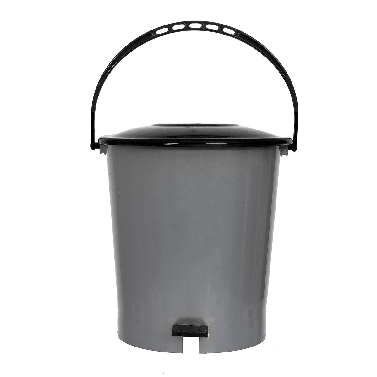 Kuber Industries Step On Pedal Plastic Dustbin/Wastebin With Handle, 5 Liter (Grey & Black)