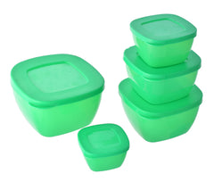 Kuber Industries Microwave Safe Food Storage Plastic Container Set for Kitchen, Fridge, Spices, Dry Fruits with Lid, Set of 5 (Green)-HS42KUBMART25261