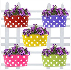 Kuber Industries Dotted Oval Shape Planter|Premium Metal Flower Pot|Decorative Modern Desk Pot for Garden & Home Décor,Pack of 5 (Multicolor)