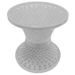 Fun Homes Mesh Design Both Sided Plastic Sitting Stool for Indoor & Outdoor in Damroo Style- Pack of 2 (Orange & White)