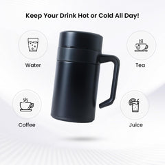 Homestic Stainless Steel Vacuum Insulated Mug with Lid 400 ML (Black)
