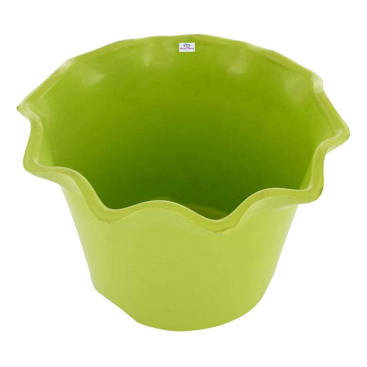 Heart Home Blossom Flower Pot|Durable Plastic Flower Pot|Gamla with Drain Holes for Home Décor|Balcony|Garden|8 Inch (Green)
