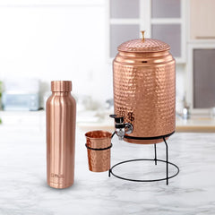 Kuber Copper Water Bottle & Water Dispenser Combo Set|with Added Health Benefits of Copper|Ergonomic Design & Easy to Clean|Pack of 2|5 Liters & 950 ML|Copper