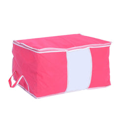 Heart Home Foldable Non Woven Clothes Storage Bag Wardrobe Organizer Underbed Bag With Tranasparent Window- Pack of 4 (Pink)-HS43HEARTH26733