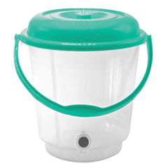 Kuber Industries Multipurposes Plastic Transparent Bucket with Lid & Tap System for Home Cleaning & Save Water, 18Ltr. Pack of 2 (Green)