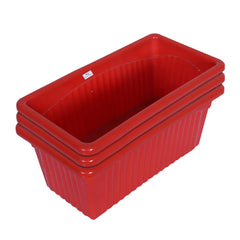 Heart Home Rectangular Jupiter Plastic Window Pot|Flower Planter for Home & Balcony,Garden 14 Inches Pack of 3 (Red)
