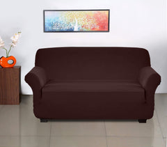 Heart Home Polyster Stretchable 3 Seater Sofa Cover for Home, Office, Hotels with Foam Stick (Brown)-50HH01424, Standard