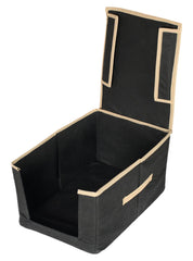 Kuber Industries Non-Woven Shirt Stacker With Handle & Lid Pack of 3 (Black)