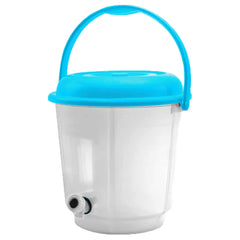 Heart Home Multipurposes Plastic Transparent Bucket With Lid & Tap System For Home Cleaning & Save Water, 18Ltr. Pack of 2 (Blue) 52HH3894