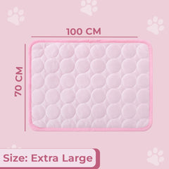 Urbane Home Rectangular Dog & Cat Bed|Premium Cool Ice Silk with Polyester With Bottom Mesh|Multi-Utility Self-Cooling Pad For Dog & Cat|Light-weight & Durable Dog Bed|ZQCJ001P-XL|Pink