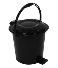 Kuber Industries Durable Plastic Pedal Dustbin|Waste Bin|Trash Can For Kitchen & Home With Handle,7 Litre,Pack of 2 (Black)