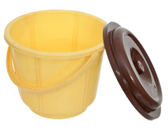 Heart Home Small Plastic Storage Container/Bucket for Store Flour, Rice, Sugar, Baking Supplies with Handle & Lid, 5 LTR.- Pack of 4 (Cream)-47HH01246
